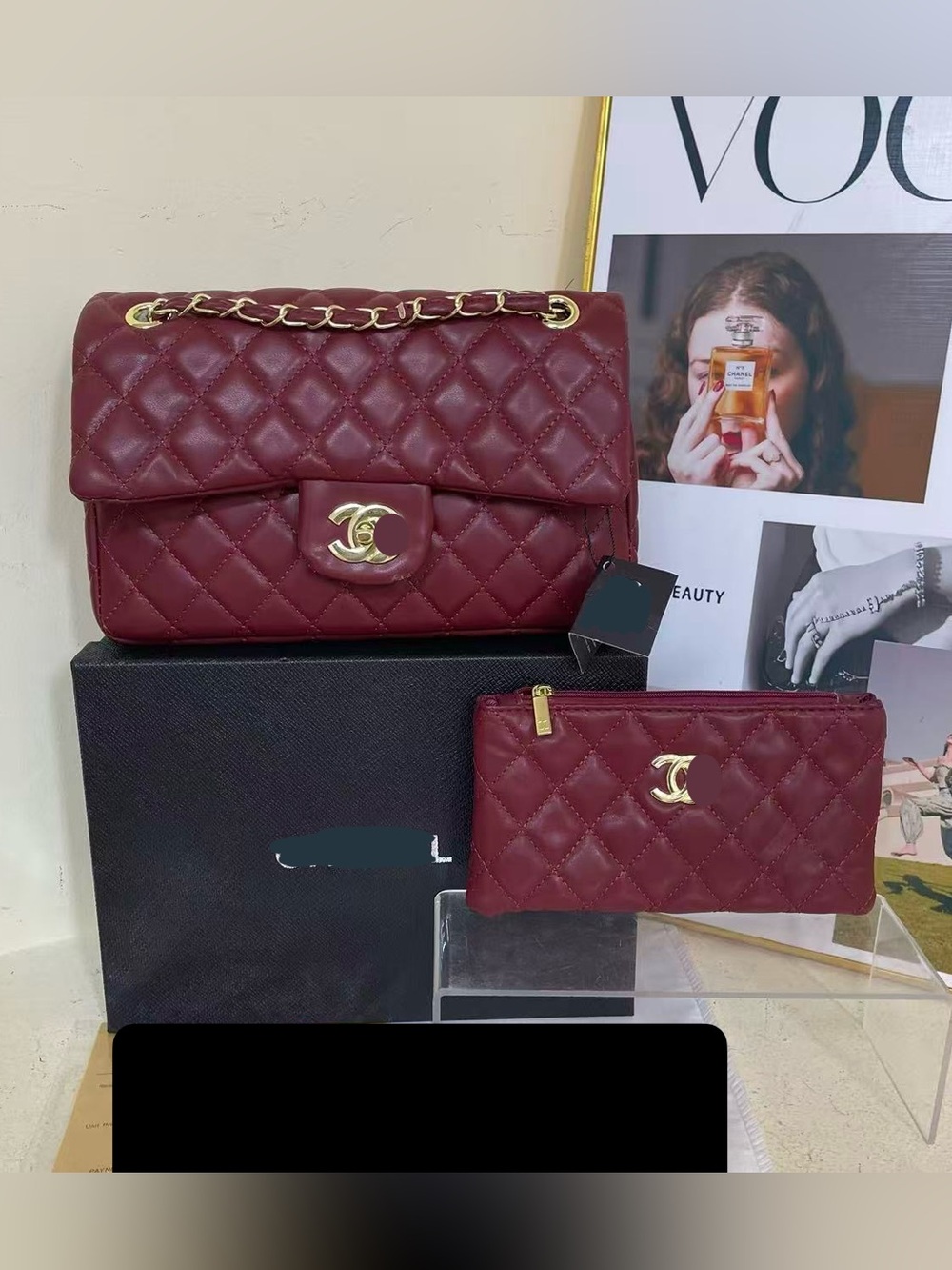 New women’s burgundy fashion shoulder bag